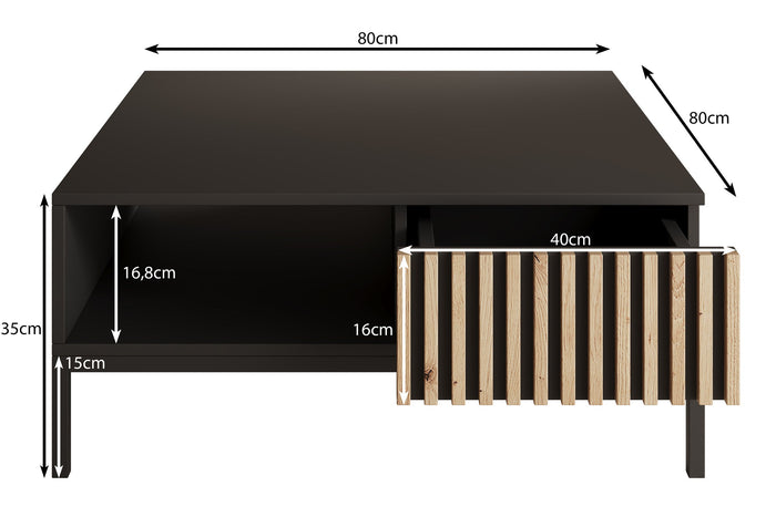 Meubella - Salontafel Marbella - Zwart - 80 cm