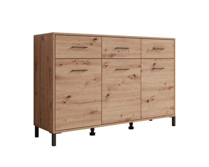 Meubella - Dressoir Vidor - Eiken - 138 cm - 3 lades