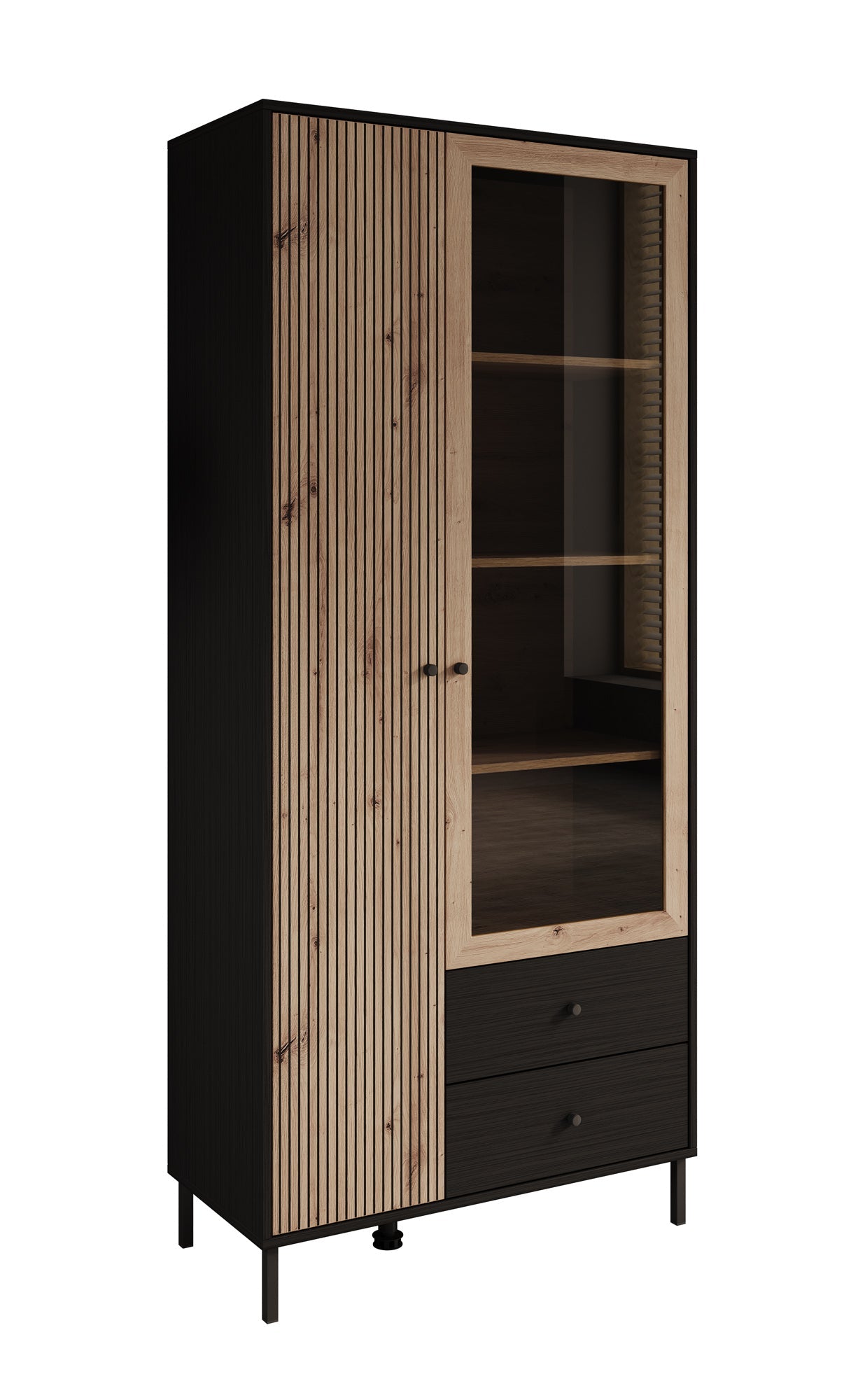 Meubella - Vitrinekast Charles 2 - Eiken - 87 cm