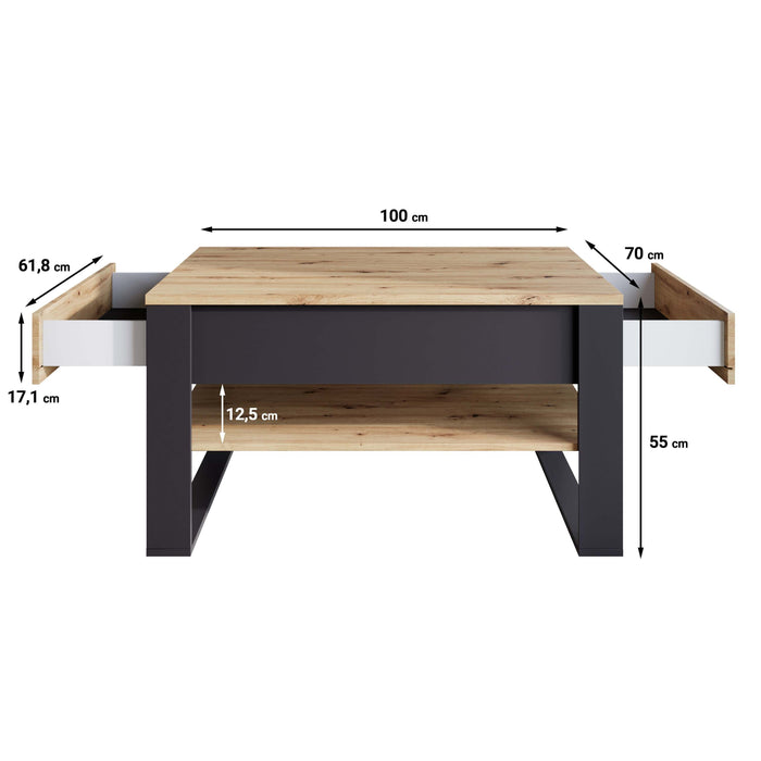 Meubella - Salontafel Quincy - Eiken - 100 cm