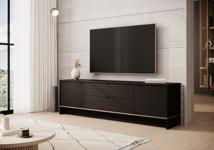 Meubella - TV-Meubel Lennard - Zwart eiken - 183 cm