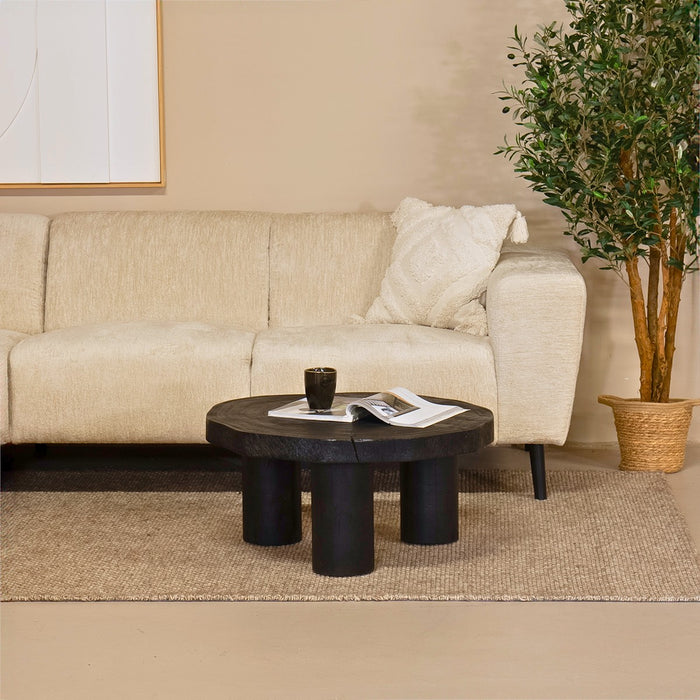 Giga Meubel - Salontafel Rond 75cm - Zwart Acaciahout - Driepoot - Enzo