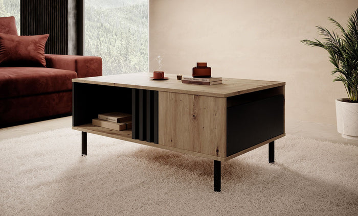 Meubella - Salontafel Marcos - Eiken - Antraciet - 100 cm