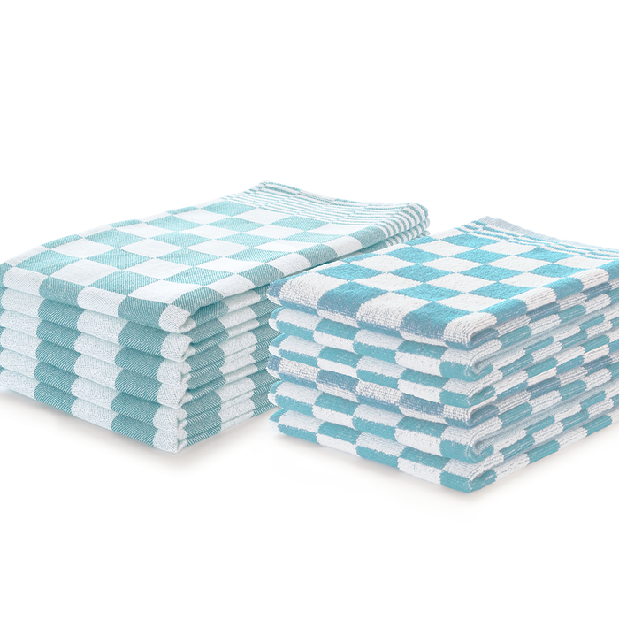 LINNICK Theedoeken & Keukendoeken Set Blok - ice blue - set van 12