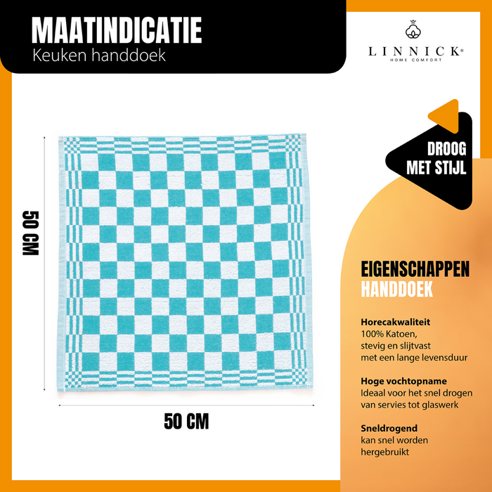 LINNICK Keukendoekset Blok 50x50cm - ice blue - set van 6