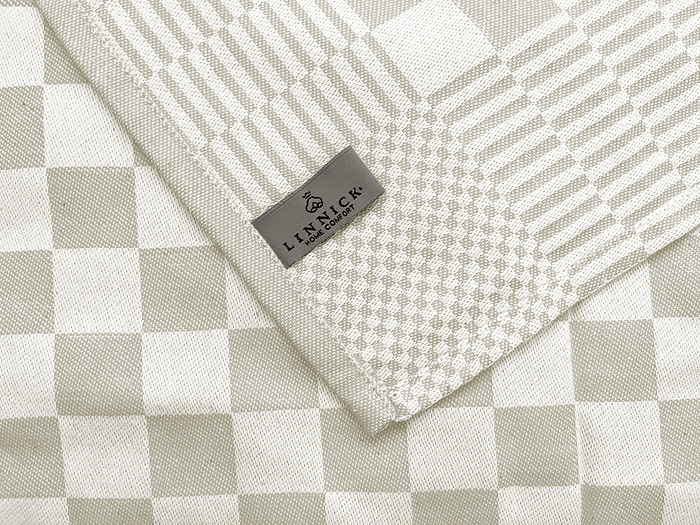 LINNICK Theedoekenset Blok 65x65cm - zand - set van 6