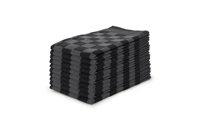 LINNICK Theedoekenset Blok 65x65cm - zwart - set van 10