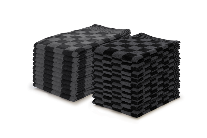 LINNICK Theedoeken & Keukendoeken Set Blok - zwart - set van 20