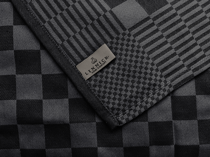 LINNICK Theedoekenset Blok 65x65cm - zwart - set van 6