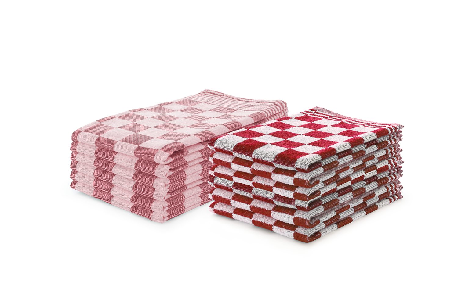 LINNICK Theedoeken & Keukendoeken Set Blok - rood - set van 12