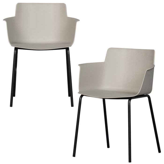 WOOOD Foppe Eetkamerstoelen Outdoor - Pp|Metaal - Mist - Set van 2