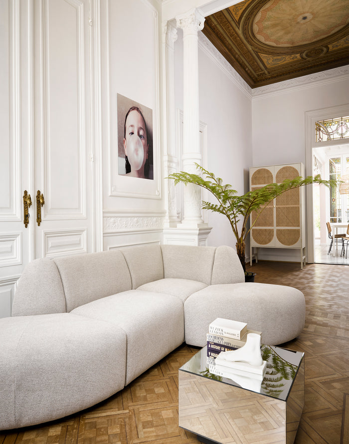 HKliving Jax Bank Element - Hocker - Geweven Stof - Naturel Melange