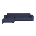 by fonQ Loft Hoekbank met Chaise Longue Links - Chenille - Donkerblauw