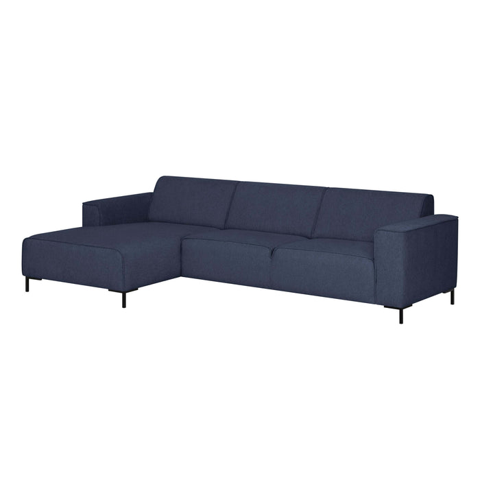 by fonQ Loft Hoekbank met Chaise Longue Links - Chenille - Donkerblauw