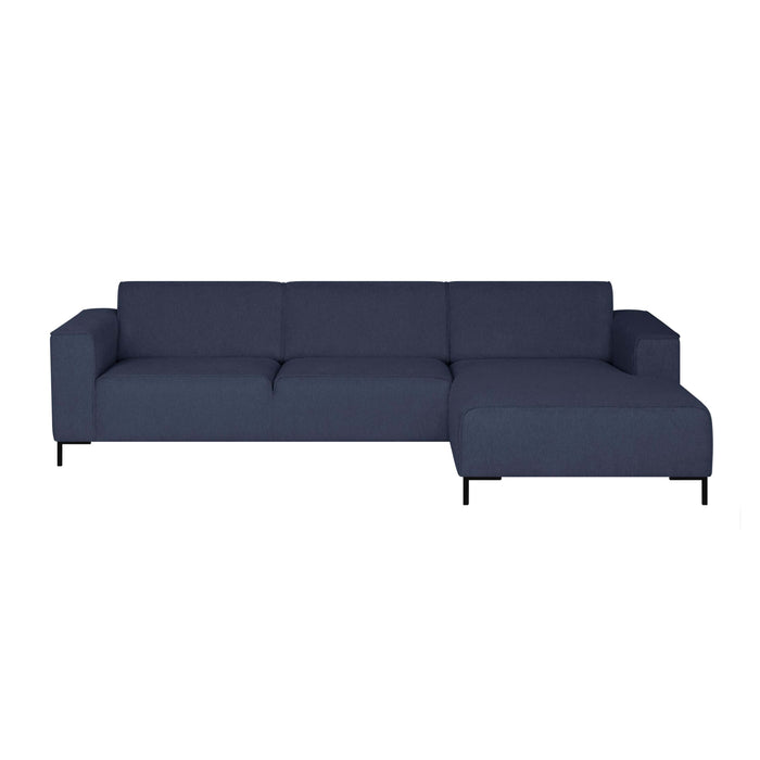 by fonQ Loft Hoekbank met Chaise Longue Rechts - Chenille - Donkerblauw