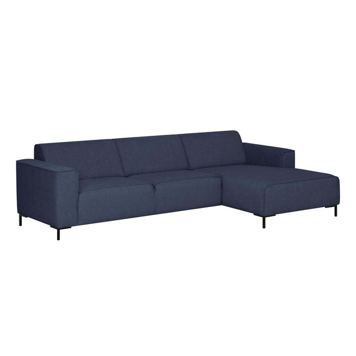 by fonQ Loft Hoekbank met Chaise Longue Rechts - Chenille - Donkerblauw