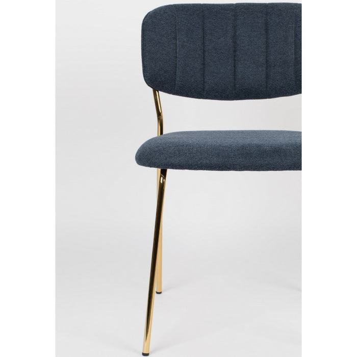 Puur - Viken eetkamerstoel stof donkerblauw - goud onderstel