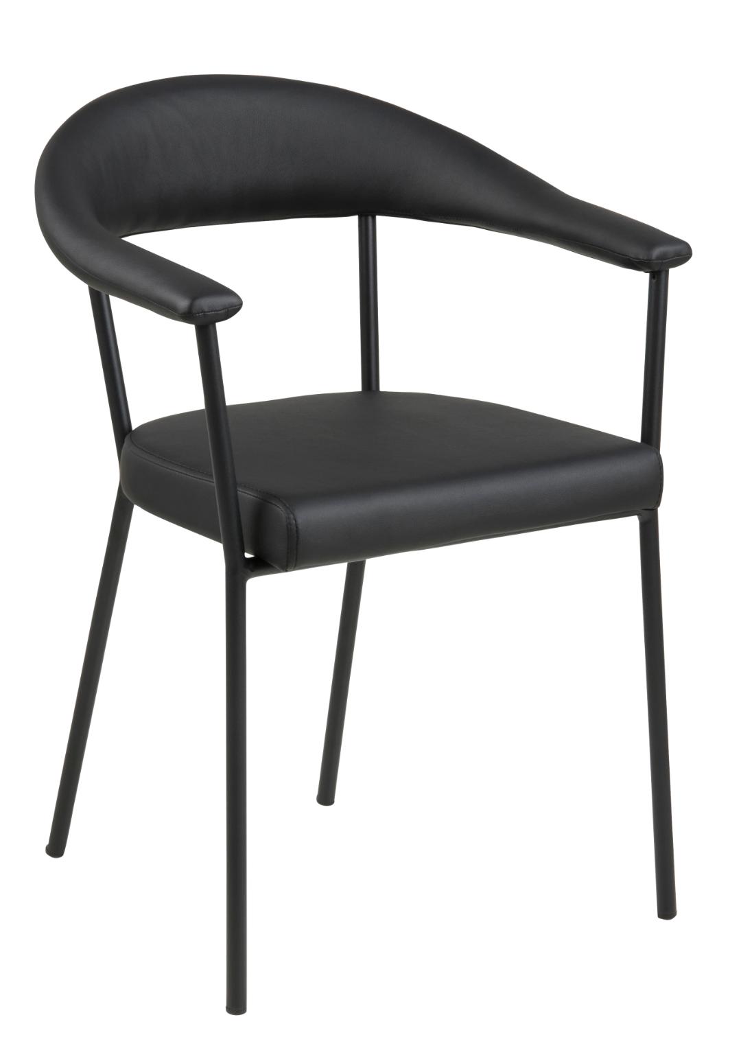 Hioshop Avur eetkamerstoel met armleuningen zwart.