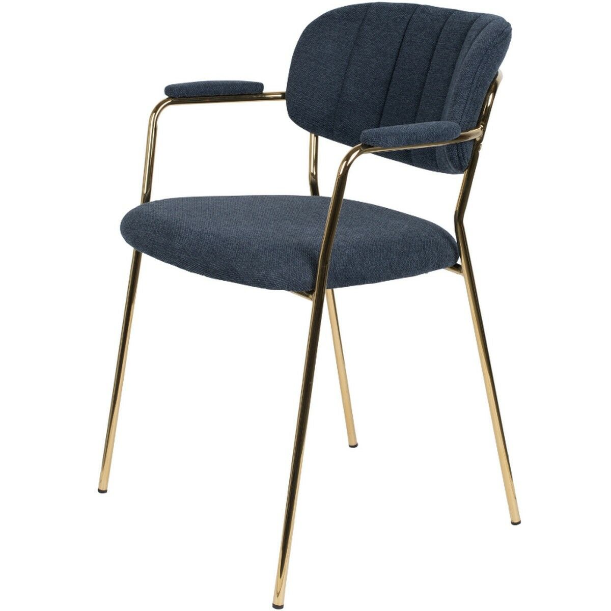 Puur - Viken armstoel stof donkerblauw - goud onderstel