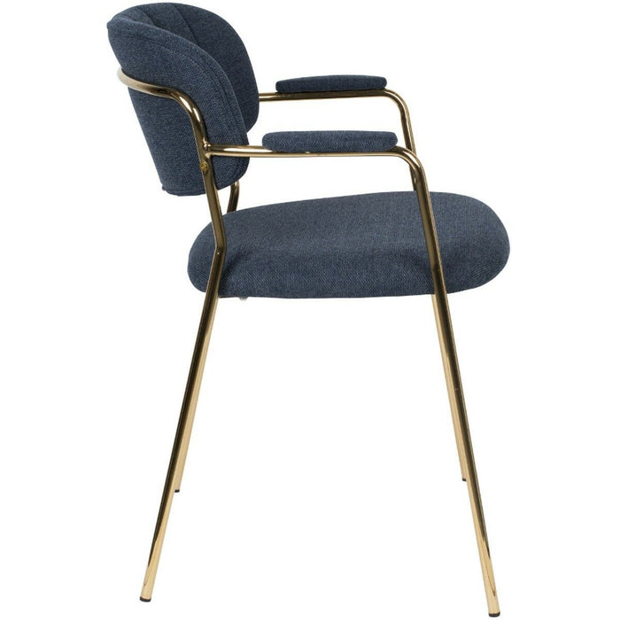 Puur - Viken armstoel stof donkerblauw - goud onderstel