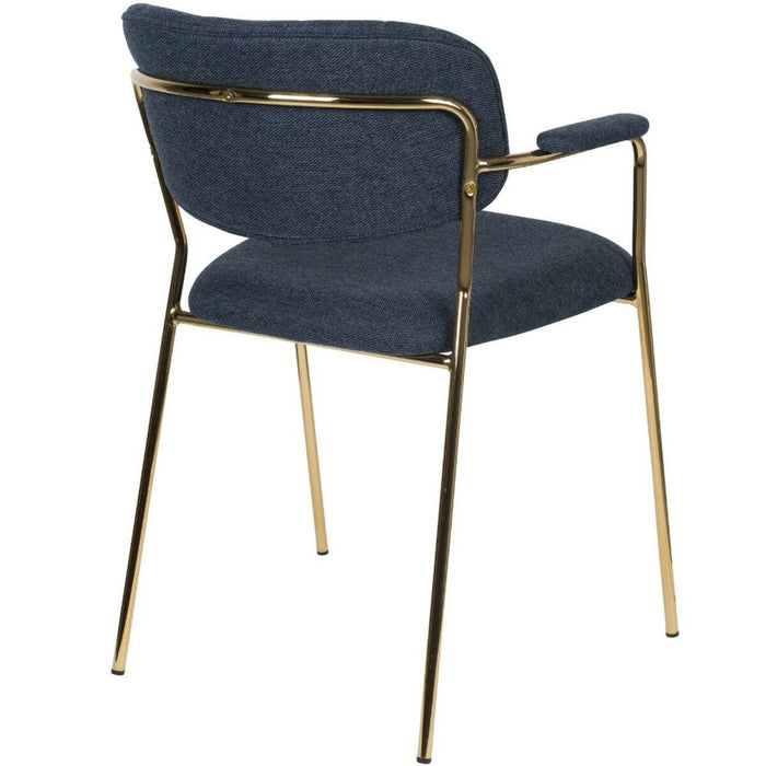 Puur - Viken armstoel stof donkerblauw - goud onderstel