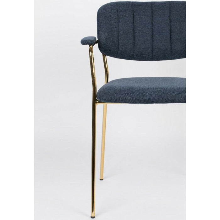 Puur - Viken armstoel stof donkerblauw - goud onderstel