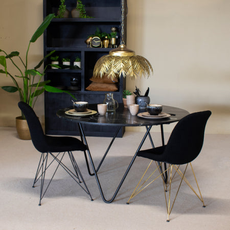 Giga Meubel - Luxe Set Stoelen - Teddy Zwart - Metalen Poten - Jamie