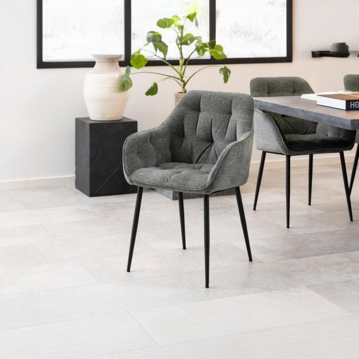 Giga Living - Eetkamerstoel - Antraciet - Stof - Zithoogte 47cm - Zion - Set van 2