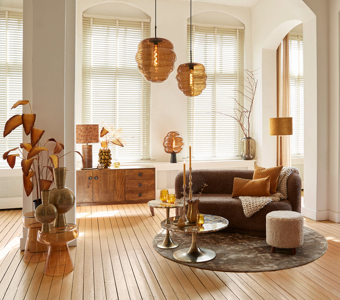 Light & Living Light&living Poef Ø40x45 cm KIMI teddy terra+goud