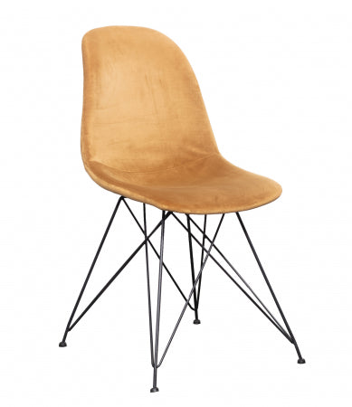 Giga Meubel Stoel Velvet Geel - Set Van 2 - 44x45x82.5cm