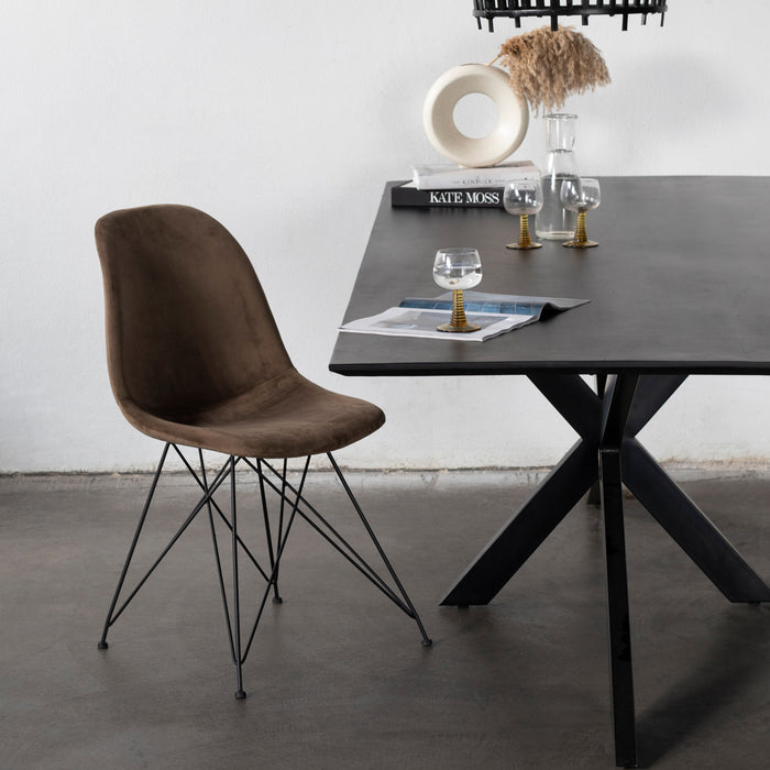 Giga Meubel Stoel Velvet Geel - Set Van 2 - 44x45x82.5cm