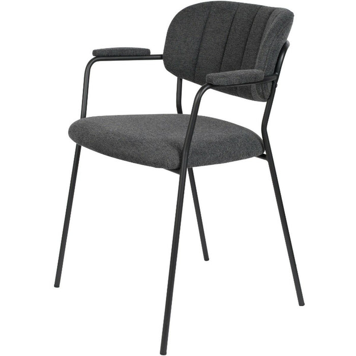 Puur - Viken armstoel stof grijs - zwart onderstel