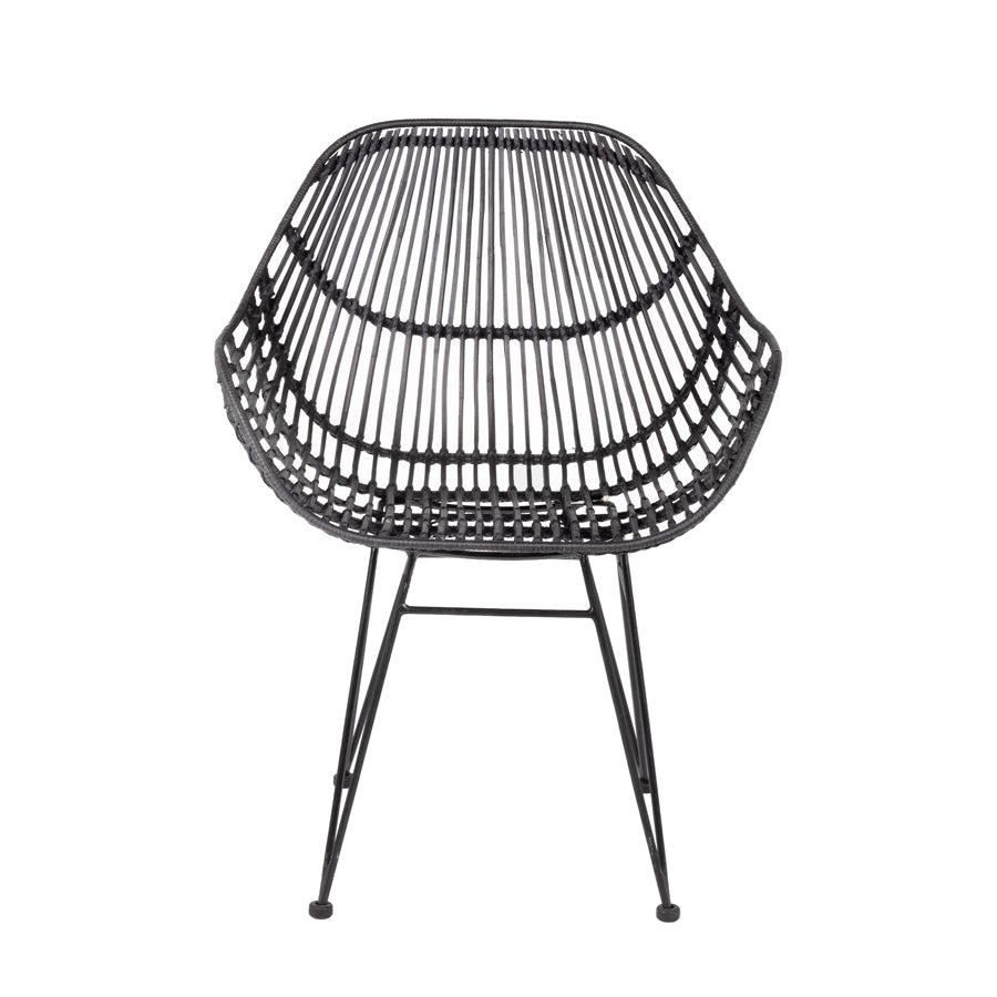Giga Meubel - Eetkamerstoel Zwart Rotan - 66x64x91cm - Sava
