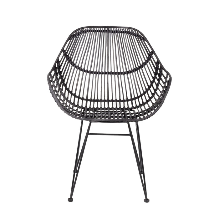 Giga Meubel - Eetkamerstoel Zwart Rotan - 66x64x91cm - Sava