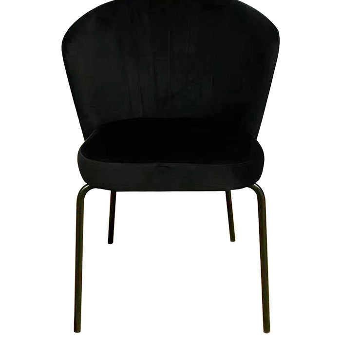 Giga Meubel - Stoel Velvet Zwart - Zwart Metaal - Schelp - Mendy  - Set van 2