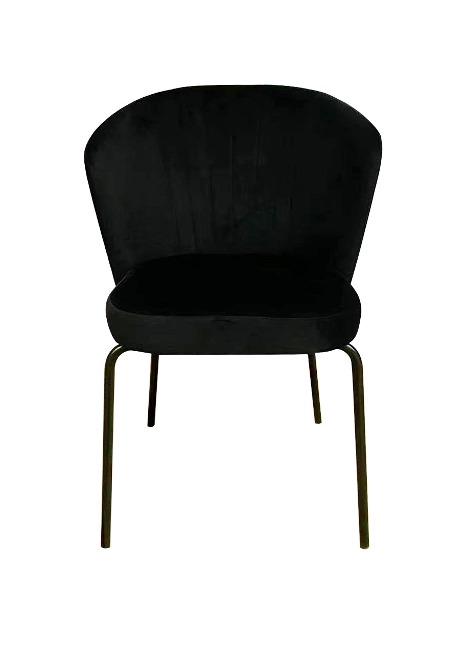 Giga Meubel - Stoel Velvet Zwart - Zwart Metaal - Schelp - Mendy  - Set van 2
