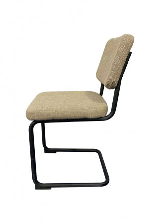 Giga Meubel - Stoel Taupe Bouclé - Metaal - 55.5x49x85.5cm - Liz