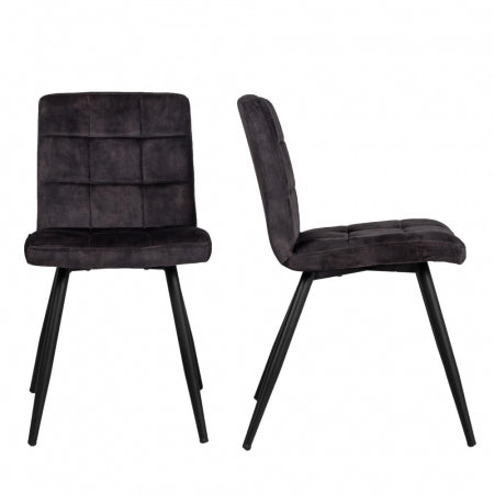 Giga Meubel - Stoel Fanny Velvet Grijs (set van 2)  - Velvet|Metaal