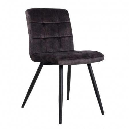 Giga Meubel - Stoel Fanny Velvet Grijs (set van 2)  - Velvet|Metaal