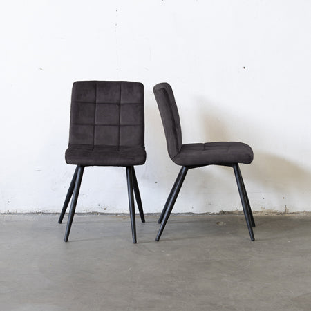 Giga Meubel - Stoel Fanny Velvet Grijs (set van 2)  - Velvet|Metaal