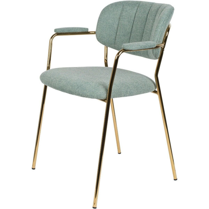 Puur - Viken armstoel stof lichtgroen - goud onderstel