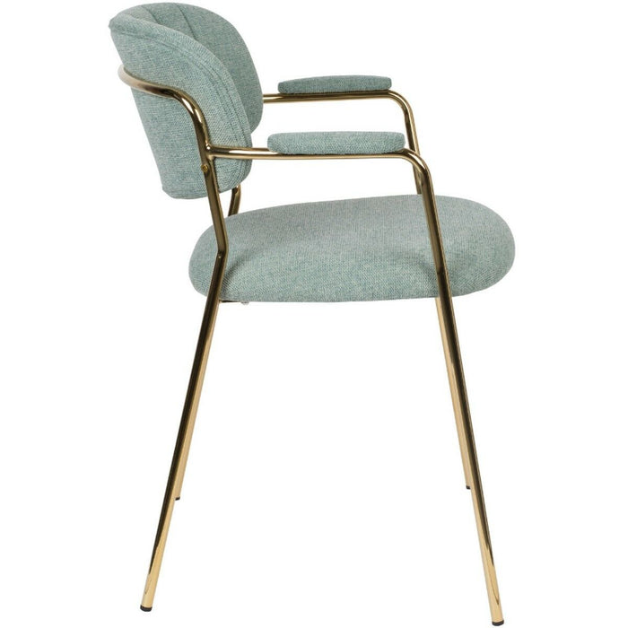 Puur - Viken armstoel stof lichtgroen - goud onderstel
