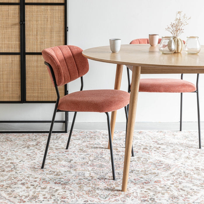 Puur - Viken eetkamerstoel stof - roze|oranje - zwart onderstel