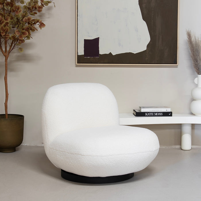 Giga Meubel - Draaifauteuil Teddy Wit - Zithoogte 44cm - Swivel