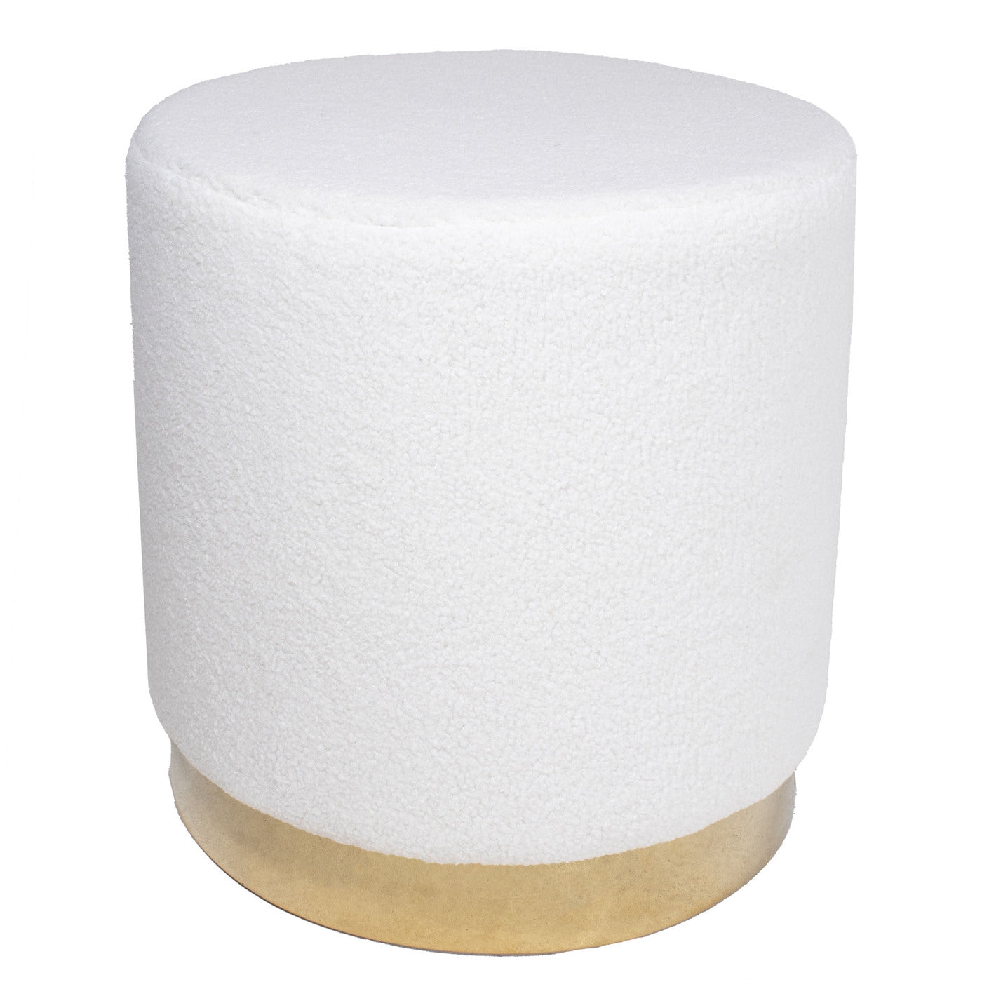 Giga Meubel - Teddy Poef Wit - Met Gouden Onderstel - Poef Quinty