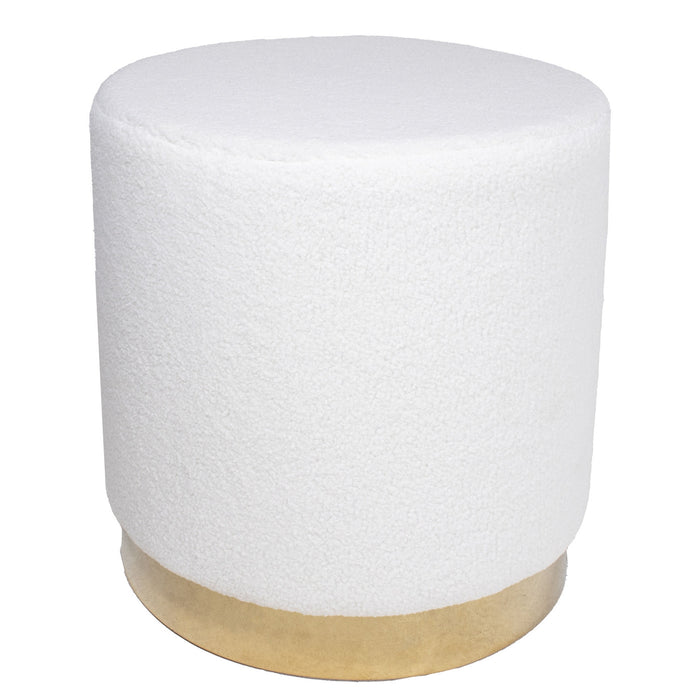 Giga Meubel - Teddy Poef Wit - Met Gouden Onderstel - Poef Quinty