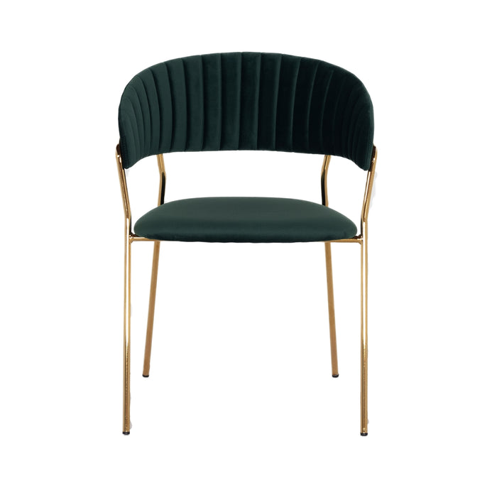 Giga Meubel - Stoel Velvet Groen - Goud Metaal - 57x52x75 - Turin luxe
