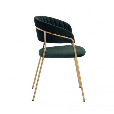 Giga Meubel - Stoel Velvet Groen - Goud Metaal - 57x52x75 - Turin luxe