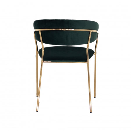 Giga Meubel - Stoel Velvet Groen - Goud Metaal - 57x52x75 - Turin luxe