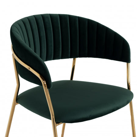 Giga Meubel - Stoel Velvet Groen - Goud Metaal - 57x52x75 - Turin luxe